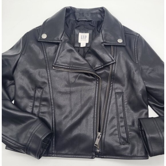 GAP Other - Gap Kids SZ S (6/7)  Faux Leather Moto Jacket Biker Black Classic Rock